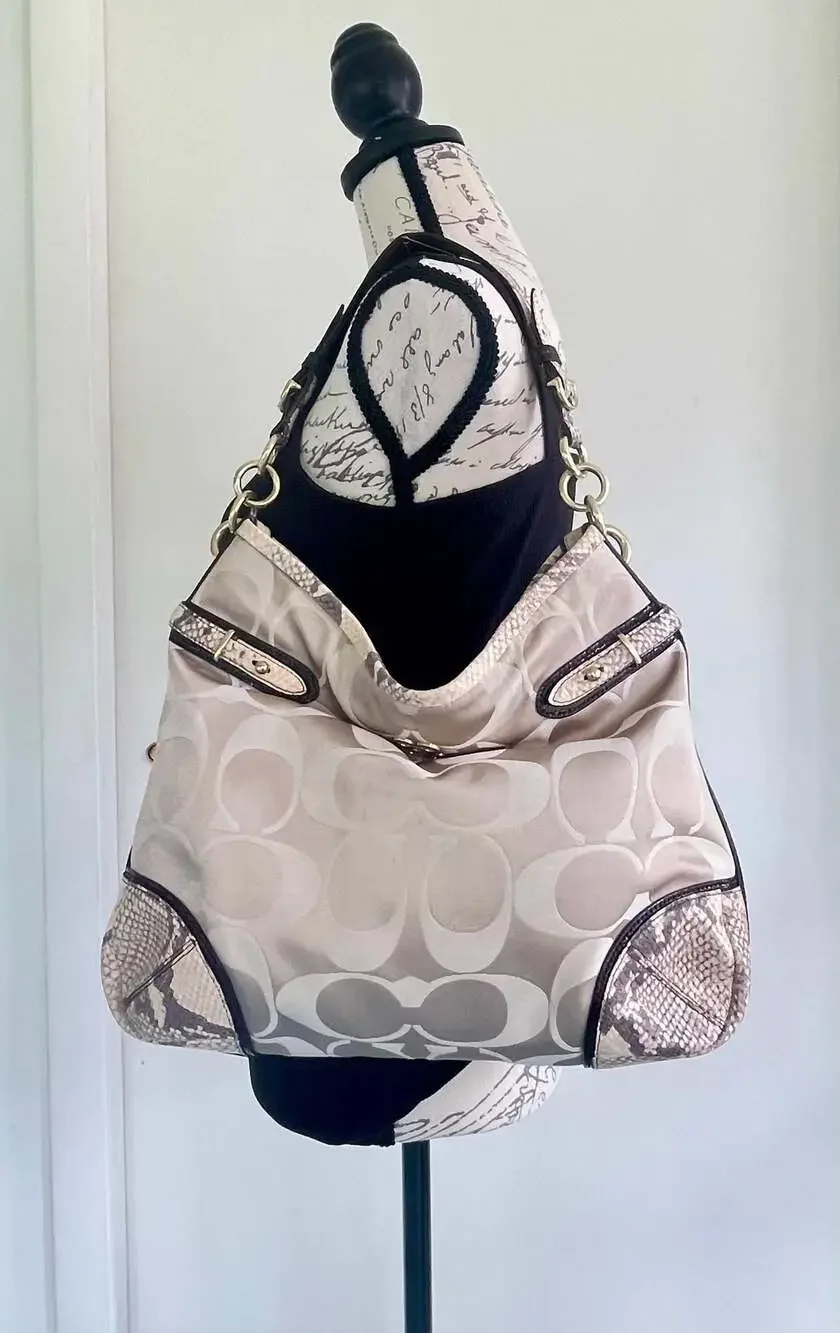 Coach Signature‎ C Hobo Bag with Snakeskin Trim 16408